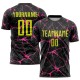 Custom Black Neon Yellow-Pink Sublimation Soccer Uniform Jersey