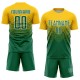 Custom Gold Kelly Green-White Sublimation Soccer Uniform Jersey