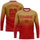 Custom Old Gold Red Sublimation Long Sleeve Fade Fashion Soccer Uniform Jersey