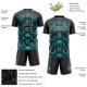 Custom Black Black-Teal Sublimation Soccer Uniform Jersey